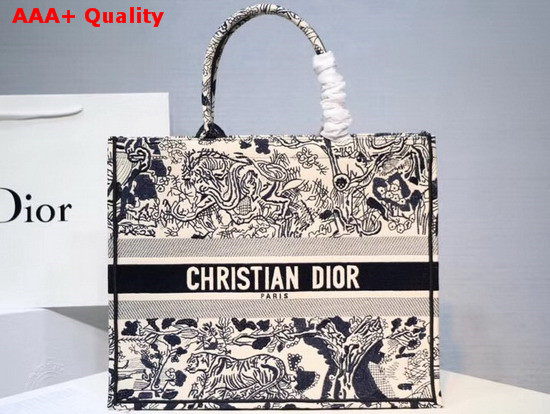 Dior Book Tote in Beige Embroidered Canvas Replica