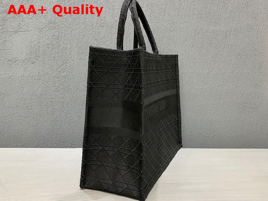 Dior Book Tote in Black Cannage Embroidery Replica