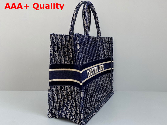 Dior Book Tote in Blue Dior Oblique Embroidered Velvet Replica