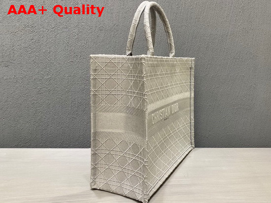 Dior Book Tote in Gray Cannage Embroidery Replica