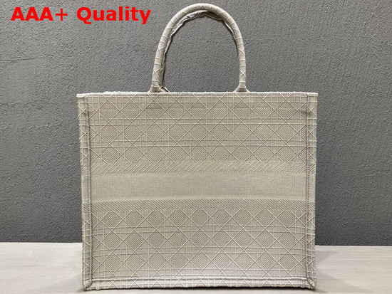 Dior Book Tote in Gray Cannage Embroidery Replica