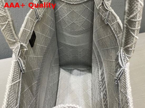 Dior Book Tote in Gray Cannage Embroidery Replica