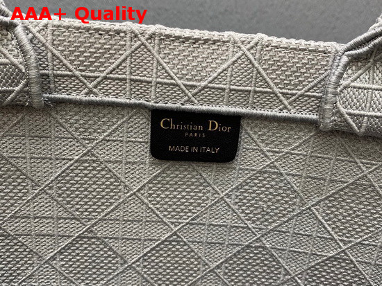 Dior Book Tote in Gray Cannage Embroidery Replica