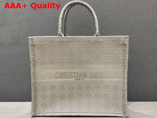 Dior Book Tote in Gray Cannage Embroidery Replica