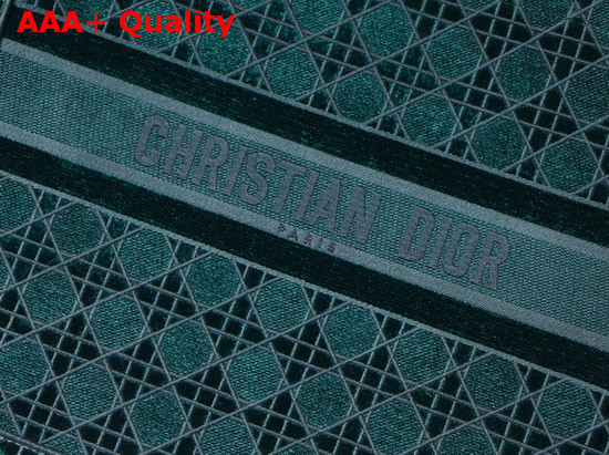 Dior Book Tote in Green Cannage Embroidered Velvet Replica