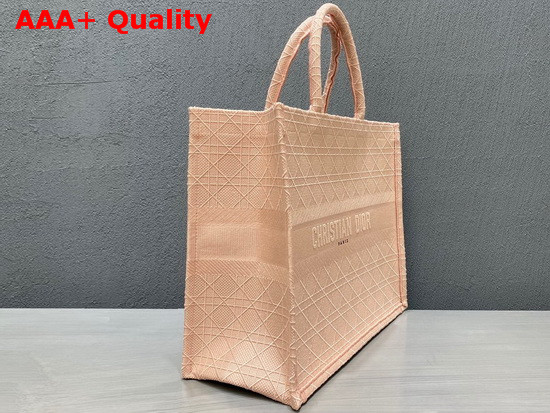 Dior Book Tote in Pink Cannage Embroidery Replica