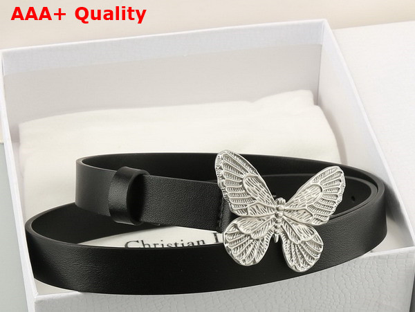 Dior Butterfly Buckle Belt in Black Leather Replica