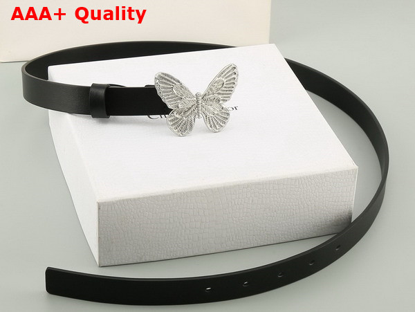 Dior Butterfly Buckle Belt in Black Leather Replica