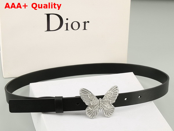 Dior Butterfly Buckle Belt in Black Leather Replica