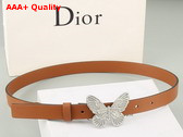 Dior Butterfly Buckle Belt in Brown Leather Replica
