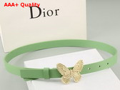 Dior Butterfly Buckle Belt in Green Leather Replica