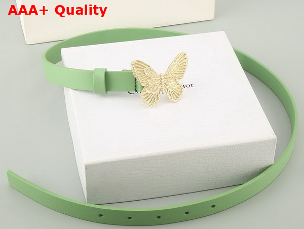 Dior Butterfly Buckle Belt in Green Leather Replica