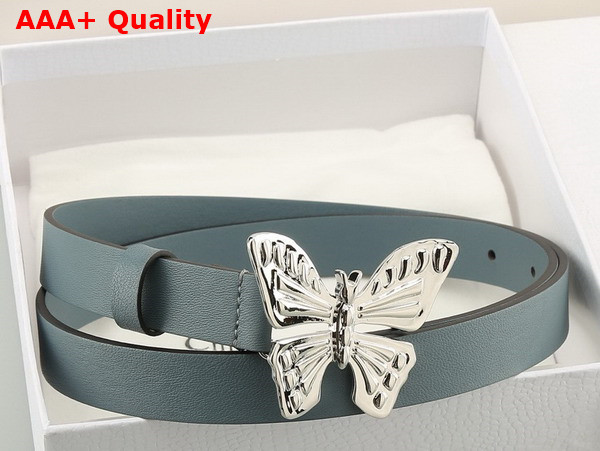 Dior Butterfly Buckle Belt in Light Blue Leather Replica