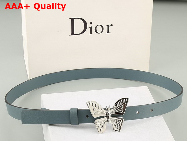 Dior Butterfly Buckle Belt in Light Blue Leather Replica