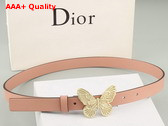 Dior Butterfly Buckle Belt in Pink Leather Replica