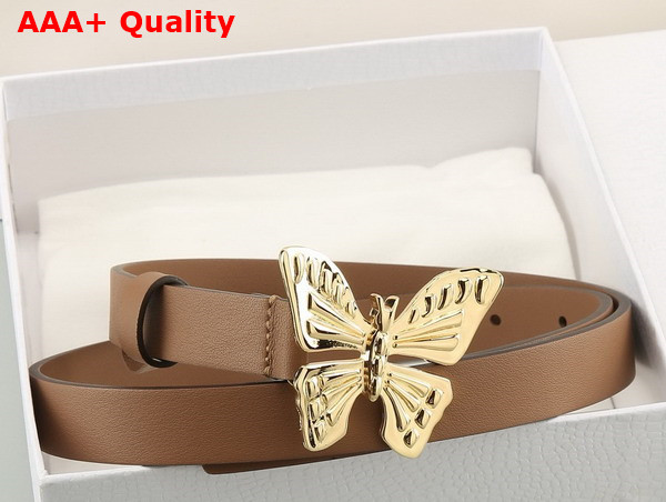 Dior Butterfly Buckle Belt in Tan Leather Replica