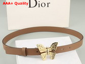 Dior Butterfly Buckle Belt in Tan Leather Replica