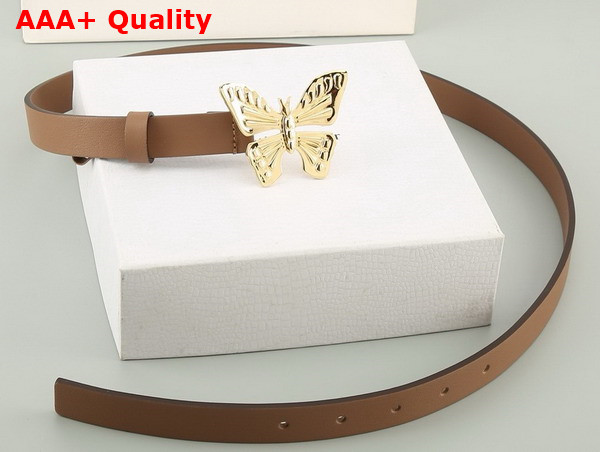 Dior Butterfly Buckle Belt in Tan Leather Replica