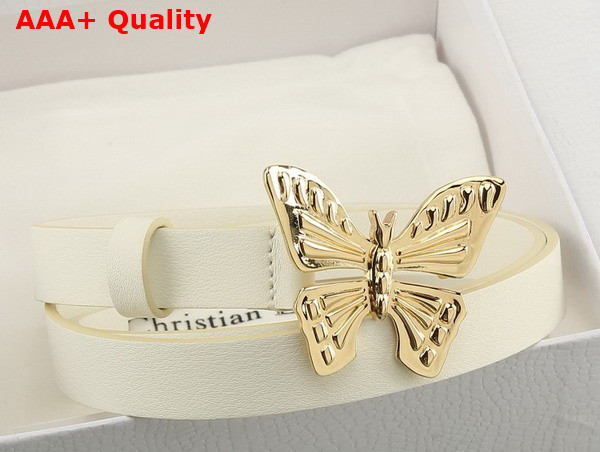 Dior Butterfly Buckle Belt in White Leather Replica