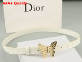 Dior Butterfly Buckle Belt in White Leather Replica