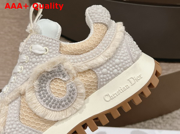 Dior C est Dior Sneaker Embroidered Cotton with Champagne Resin Pearls and Mesh Replica