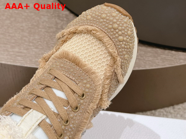 Dior C est Dior Sneaker Embroidered Cotton with Nude Resin Pearls and Mesh Replica