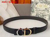 Dior CD Belt Buckle Reversible Belt Black and Chocolate Smooth Calfskin Replica