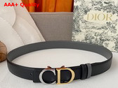 Dior CD Belt Buckle Reversible Belt Black and Grey Smooth Calfskin Replica