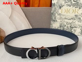 Dior CD Belt Buckle Reversible Belt Black and Navy Smooth Calfskin Replica
