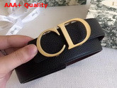 Dior CD Bucklet Buckle Reversible Belt in Black and Brown Grained Calfskin with Gold Finish Brass Buckle Replica