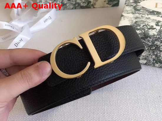 Dior CD Bucklet Buckle Reversible Belt in Black and Brown Grained Calfskin with Gold Finish Brass Buckle Replica