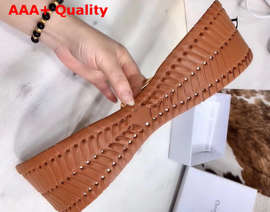 Dior Camel 30 Montaigne Calfskin Belt with Threaded Edges Replica