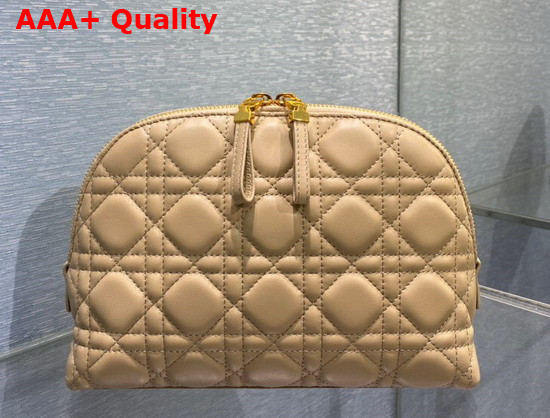 Dior Caro Beauty Pouch Beige Cannage Lambskin Replica