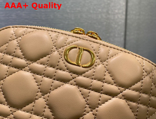 Dior Caro Beauty Pouch Beige Cannage Lambskin Replica