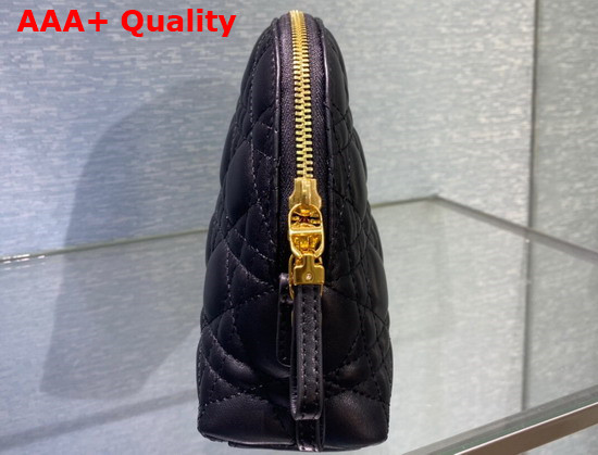 Dior Caro Beauty Pouch Black Cannage Lambskin Replica