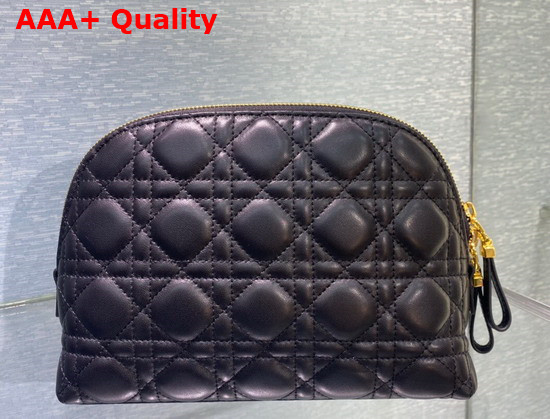 Dior Caro Beauty Pouch Black Cannage Lambskin Replica