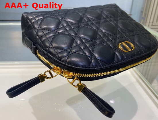 Dior Caro Beauty Pouch Black Cannage Lambskin Replica