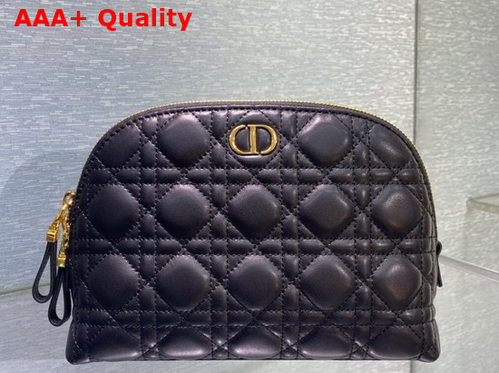 Dior Caro Beauty Pouch Black Cannage Lambskin Replica