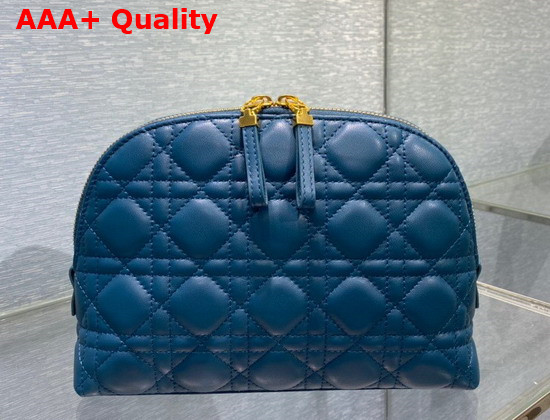 Dior Caro Beauty Pouch Blue Cannage Lambskin Replica