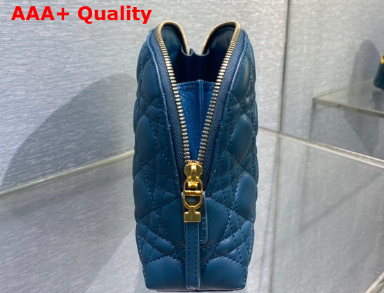 Dior Caro Beauty Pouch Blue Cannage Lambskin Replica