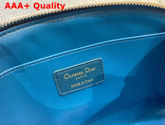 Dior Caro Beauty Pouch Blue Cannage Lambskin Replica