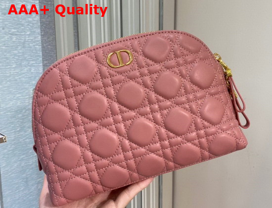 Dior Caro Beauty Pouch Pink Cannage Lambskin Replica