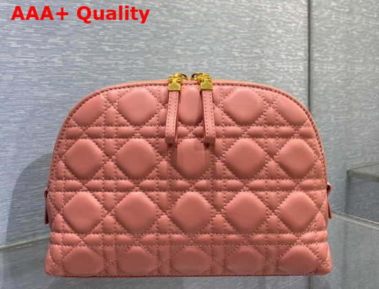 Dior Caro Beauty Pouch Pink Cannage Lambskin Replica