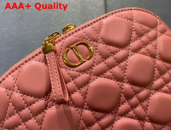 Dior Caro Beauty Pouch Pink Cannage Lambskin Replica