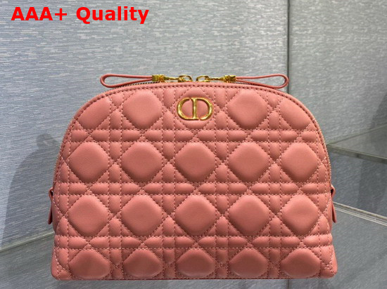 Dior Caro Beauty Pouch Pink Cannage Lambskin Replica