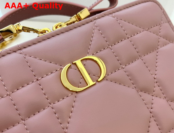 Dior Caro Box Bag with Chain Antique Pink Quilted Macrocannage Calfskin Replica