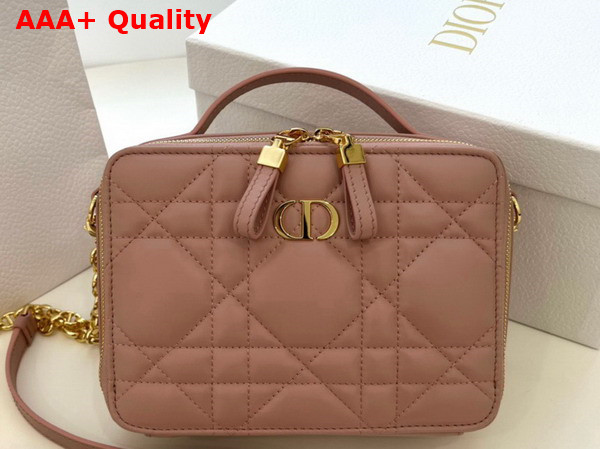 Dior Caro Box Bag with Chain Antique Pink Quilted Macrocannage Calfskin Replica