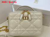 Dior Caro Box Bag with Chain Latte Quilted Macrocannage Calfskin Replica