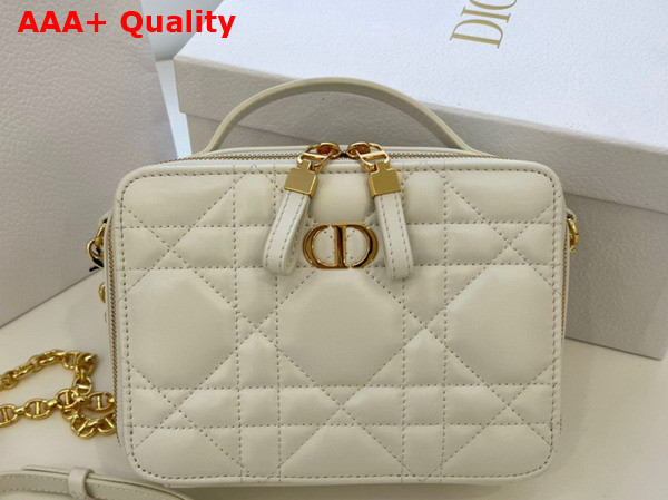 Dior Caro Box Bag with Chain Latte Quilted Macrocannage Calfskin Replica