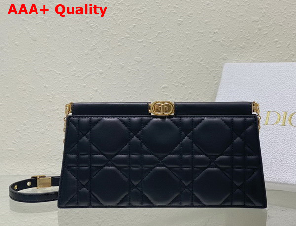 Dior Caro Colle Noire Clutch with Chain Black Cannage Lambskin Replica